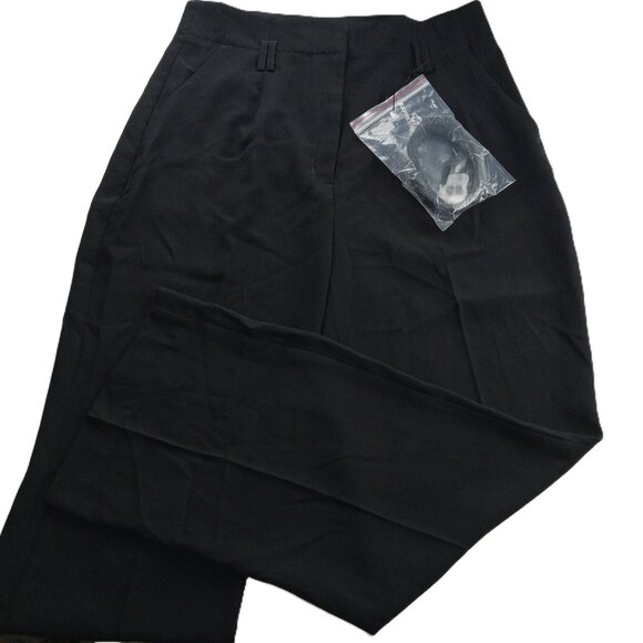 Express Pants - Express Women's Super High Rise Wide Leg Pant Size 14S Black Belted Pleated